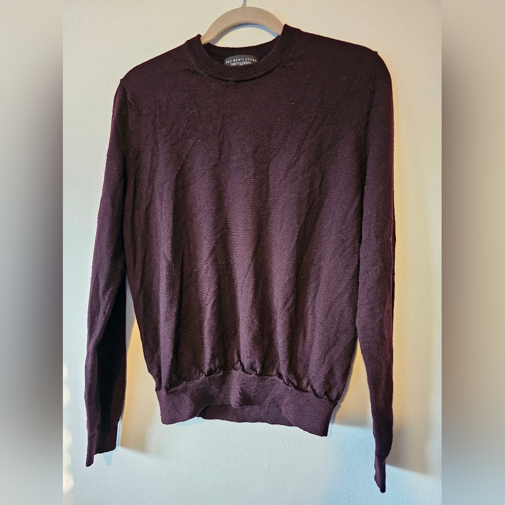 Maroon marino wool crew neck sweater. The Men's Store by Bloomingdale's.